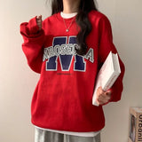 Fashionkova Vintage Logo Print Round Neck Sweatshirt