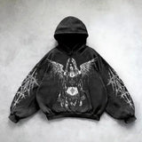 Fashionkova Y2k Fashion Casual Hoodie Men and Women New Retro Gothic Printing Hip Hop Sweatshirt Coat Selling Personality Retro Streetwear