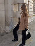 Fashionkova party look inspos Women Chic Solid O-neck Single Breasted Woolen Coat With Scarf Elegant Loose Full Sleeve Packets Jacket 2025 New Lady Streetwear