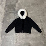 Fashionkova party outfit  Knitted Hooded Sweater Women Fall Winter Long Sleeved Warm Buttons Loose Pullover Solid Harajuku Lazy Sprot FurCollar Sweatshirt