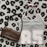 FashionKova-Y2k Summer Aesthetic Corset Crop Top Women Clothing Pink Sexy Pink Letter Sweet Girl Sling Kawaii Bandage Camis Tank Tops Emo