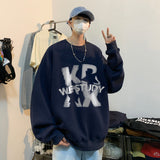 Fashionkova Christmas Gift outfit  Goth Letter Crewneck Sweatshirts For Men Hip Hop Fashion Fleece Clothing Autumn Y2K Streetwear Oversize Pullover Hoodies Hombre