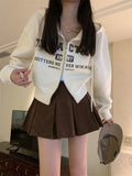 Fashionkova Vintage Letter Printed Zip Up Hoodie