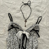 FashionKova-summertime Y2K Sexy Polka Dot Bow Halter Crop Tops Women's Summer Backless Party Club Tank Tops 2000s Fashion Basic T-shirt Emo