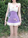 Fashionkova New French Sweet Elegant Patchwork Dress Women Spring Summer Cute Fashion Patchwork Slim Dresses Design Sense Retro Chic Clothes