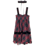 Fashionkova 2025 Harajuku Goth Red Mini Plaid Dress Women Y2k Gothic Mall Cyber Punk Halloween Dresses Vintage One Piece Slip Vestidos ootd