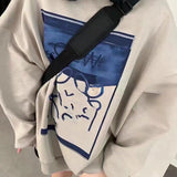 Fashionkova Vintage Patch Oversize Pullover Graphic Sweatshirt