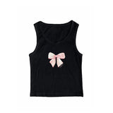 Fashionkova valentine's day aesthetic Printed top emo girls bow pattern cute casual Y2K crop top sexy street retro grunge punk harajuku aesthetic chic women's babytee