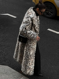 Fashionkova Party Outfit Vintage Leopard Print Faux Fur Winter Long Coats Women Thicken Warm Maxi Coat Female 2024 Casual High Street Lady Loose Outwears