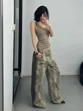 Fashionkova  Party Outfit  Women's Ins Snake Print Design Pants Cool Girl High Waisted Fashion Loose Bottoms Female Straight Retro Y2K Edge Trousers