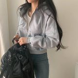 Fashionkova Solid Color Oversized Cropped Hoodie
