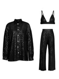 Fashionkova  Nye Outfit Tossy Sparkly Two-piece Set Party Outfits For Womens Sequin Top Blouse Shirt And Pants Suit Female Luxury Evening Tracksuit New