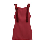 Fashionkova party look inspos Elegant Velvet Strap Mini Dress Women Sleeveless Backless Square Collar Loose Chic Evening Party Dresses Lady Casual Zipper Robe