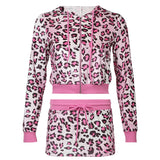 Fashionkova party look inspos Pink Leopard Coats Sets Streetwear Y2K Retro Two Piece Suits Fashion Hot Girl Skirts Sets Autumn Velvet Hooded Coat Set