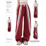 Fashionkova party outfit  Summer Harajuku Baggy Sweatpants Women Hip Hop Style Y2k Streetwear Wide Striped Joggers Oversized Female Red Sports Trousers