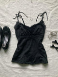 FashionKova-Crop Top Punk Gothic Summer Women Vintage Clothes Lace Sling Hotsweet Girl 2000s Camis Bow Aesthetic Y2k Tank Corset Tops Sexys