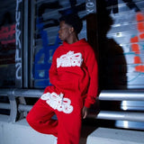 Fashionkova  American retro hoodie, sweatshirt, trousers suit, personalized trendy men's and women's letter printed high street two-piece set