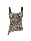 Fashionkova Contrast Patchwork Leopard Print Slim Asymmetrical Tank Vest Female V Neck Y2K Summer Camisole Tops