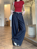 Fashionkova Party Outfit Women's Loose Wide Leg Jeans Young Girl Street Style Baggy High Waisted Bottoms Casual Trousers Female Solid Color Pants