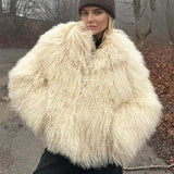 Fashionkova Party Outfit Women Autumn Winter Fluffy Faux Fur Coat Elegant Warm Furry Long Sleeve Short Thick Coats 2024 Lady Casual High Street Outerwear