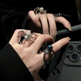 Fashionkova Gothic Punk Dark Animal Spider Finger Open Adjustable Rings For Women Men Vintage 2000s Funny Jewelry Y2K Grunge EMO Accessories