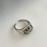 Fashionkova Korean Fashion Geometric Stone Open Metal Ring For Women Retro Punk Jewelry Accessories