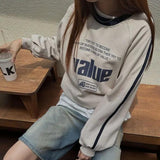 Fashionkova Vintage Letter Print Round Neck Sweatshirt