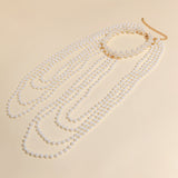 Fashionkova Ingemark New in 2024 Bridal Tassel Imitation Pearl Shoulder Chain Necklace for Women Elegant Shawl Wedding Jewelry Accessories