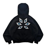 Fashionkova  Y2k 2024 American Eye Patchwork Hoodie New Y2k Harajuku Street Trend Niche Dark Retro Casual Long-sleeved Sweatshirt Demon