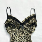 FashionKova-High Street Y2k Fashion vintage lace halter leopard-print top women emo Goth clothing Harajuku crop street clothing Slim tops