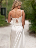 Fashionkova Fashion Solid Sleeveless Backless High Waist Maxi Dresses Elegant Satin Lace Up Sling Long Women's Dress Lady Holiday Party Robe ootd