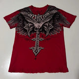 Fashionkova 2000s Affliction Retro American Men's T-shirt Couple round neck t-shirt motorcycle ins