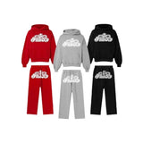 Fashionkova  American retro hoodie, sweatshirt, trousers suit, personalized trendy men's and women's letter printed high street two-piece set