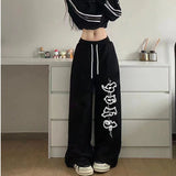 Fashionkova Party Outfit 2024 Spring Summer New Women Pants High Waist Drawstring Vintage Hip-hop Long Trousers Y2K Streetwear Women's Pants