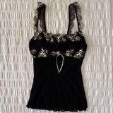 FashionKova-Summertime Goth Fashion Halter vest Sleeveless Shirt T-shirt Y2K casual fashion clothing Sexy tie black slim fit Streetwear emo