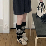 Fashionkova  Nye Outfit Women Vintage Knit Wool Leggings Covers Socks Korea Women Y2K Tulip Calf Socks Winter Thickened Leg Warmers Harajuku Leg Covers