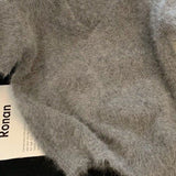 Fashionkova Matakawa Grey Mohair Short Pullovers V Neck Spring Autumn Korean Fashion Chic Women Sweaters Solid Vintage Basics Pull Femme Outfit Ideas