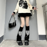 Fashionkova  Nye Outfit Y2K Punk Knitted Leg Warmers Star Gothic Cross Harajuku Women Heart Socks Calf Socks Boots Cover Socks Halloween Accessories