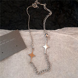 Fashionkova Kpop Y2K Trendy Star Moon Cross Silver Color Choker Chain Necklace Pendant Neck For Women Men Charm Grunge Punk Fashion Jewelry