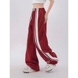 Fashionkova party outfit  Summer Harajuku Baggy Sweatpants Women Hip Hop Style Y2k Streetwear Wide Striped Joggers Oversized Female Red Sports Trousers