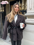 Fashionkova  Nye Outfit Fashion Deep Wine Red Lapel Pocket Suit Jacket Women Chic Full Sleeve Button Loose Coat 2025 Spring Lady High Street Outwear