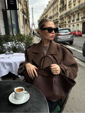 Fashionkova  Nye Outfit Double Breasted Long Sleeved Lapel Women's Woolen Coats Casual Solid Color Pocket Short Jacket Lady Commuting Autumn Streetwears