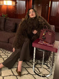 Fashionkova Party Outfit Fashion Winter Luxury Fluffy Faux Fur Coat Women Open Front Lapel Long Sleeve Short Jacket Solid Female Thicken Warm Overcoats