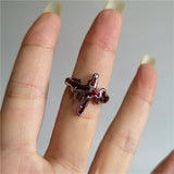 Fashionkova Punk Exaggerated Geometric Irregular Black Red Cross Ring Gothic Women Men Couple Aesthetic EMO Jewelry Y2K Grunge Accessories