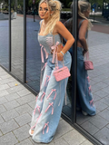 Fashionkova Casual Washing Bow Women Jeans High Waist Wide Leg Zippers Pockets Female Trouser 2025 Spring Summer New Fashion Lady Trouser