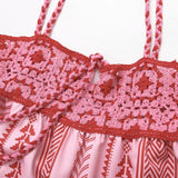 Fashionkova 2025 Summer New Product Women's Fashion, Elegance, Sexy Hook Needle Splice Knitted Sling Long Dress Valentine's Day Aesthetic
