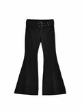 Fashionkova  Party Outfit  Women's Black Flare Pants Y2k Retro Emo 2000s Streetwear Fashion Trousers Harajuku Wide Yoga Pants 90s Aesthetic Clothes