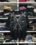 Fashionkova 2000s Affliction Retro American Men's T-shirt Couple round neck t-shirt motorcycle ins