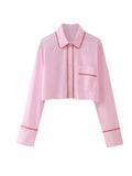 Fashionkova party look inspos Fashion Pink Patchwork Long Pant Set for Women Casual Lapel Long Sleeve Shirt Wide Leg Trousers Sets 2024 Spring New 2 Pcs Set