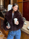 Fashionkova party look inspos Fashion Faux Fur Jacket Coat Women Warm Fluffy Loose Long Sleeve Lapel Female Cardigan 2024 Winter Solid Lady Street Outwear